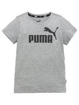 Puma Essentials Logo T-Shirt and Sweat Shorts Set - Grey, Size 9-10 Years