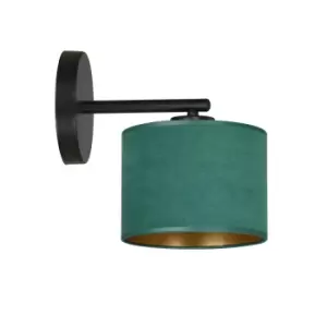 Emibig Hilde Black Wall Lamp with Shade with Green Fabric Shades, 1x E27