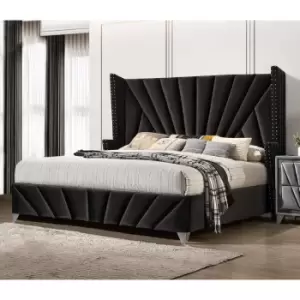 The Premiere Bed Single Plush Velvet Black