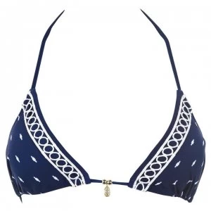 Watercult Artful Triangle Bikini Top - 348INDIGOOFFWHT