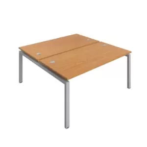 Telescopic Sliding 4 Person Nova Oak Bench with Cable Port - 1200 X 800 - Silver Frame