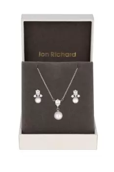 Rhodium Plated And Pearl Set - Gift Boxed