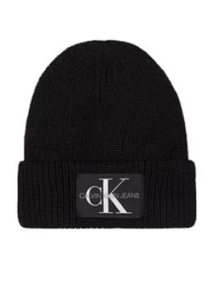 Calvin Klein Jeans Ck Jeans Monogram Kniitted Beanie Hat, Black, Men