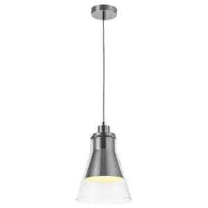 Luminosa Lighting - Ceiling Dome Pendant, 1 x E27, Polished Chrome, Clear Glass