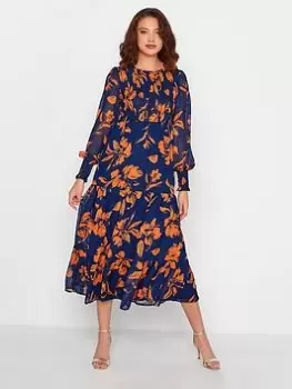 Long Tall Sally Navy Floral Midi Dress, Navy, Size 12, Women