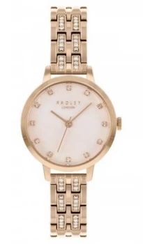 Radley Womens Rose Gold Plated Bracelet White Dial Watch