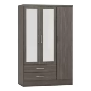 Seconique Nevada 3 Door 2 Drawer Wardrobe - Black Wood Grain