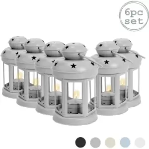 Nicola Spring - Metal Hanging Tealight Lanterns - 16cm - Grey - Pack of 6