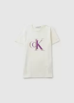 Calvin Klein Kids Colour Block Monogram T-Shirt In Ivory