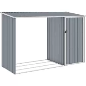 Garden Firewood Shed Grey 245x98x159cm Galvanised Steel Vidaxl Grey