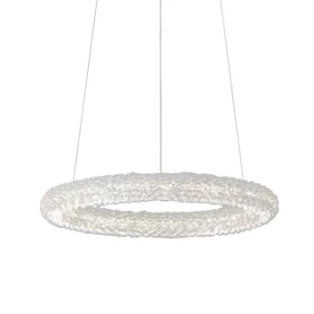 Neve Integrated LED Pendant Chrome Effect Plate & Crystal (K9) Glass Detail 1 Light Dimmable IP20