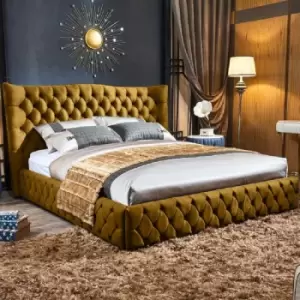 Gerald Bed King Plush Velvet Mustard