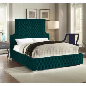 Yanis Upholstered Beds - Plush Velvet, Single Size Frame, Green - Green