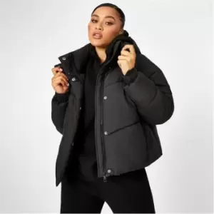 Jack Wills Cropped Puffer Jacket - Black