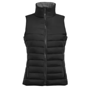 SOLS Womens/Ladies Wave Padded Water Repellent Bodywarmer/Gilet (XL) (Black)