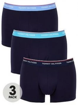 Tommy Hilfiger 3 Pack Contrast Waistband Trunks - Blue, Size S, Men