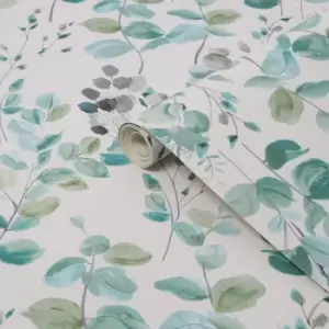 Fresco Watercolour Green Leaves Wallpaper