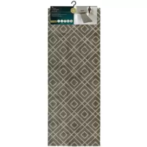 Mega Highly Absorbent Machine Washable Runner Mat, Small Diamond Design, Brown, One Size