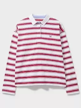 Crew Clothing Heritage Stripe Rugby Top - White, Size 10, Women