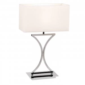 Table Lamp Chrome, White Tc Fabric, E14