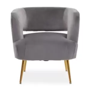 Interiors by PH Boutique Grey Velvet Accent Chair