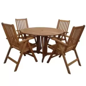 Royalcraft Henley Gateleg 120cm Round Dining Set with 4 Manhattan Recliner Armchairs