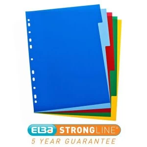 Elba A4 Polypropylene Dividers Europunched 5 Part Multicoloured Single