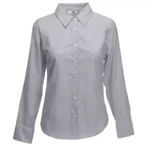 Fruit Of The Loom Ladies Lady-Fit Long Sleeve Oxford Shirt (3XL) (Oxford Grey)