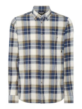 Mens Barbour Windowpane Check Shirt Ecru