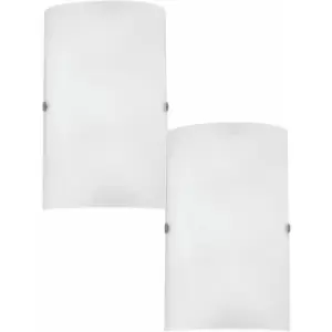 Loops - 2 pack Wall Light Colour Satin Nickel Shade White Satinized Glass E14 1x60W