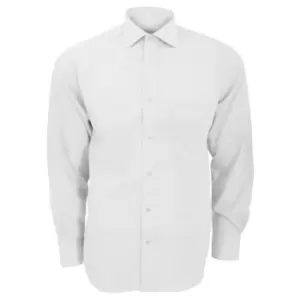 Kustom Kit Mens Premium Non Iron Long Sleeve Shirt (17inch) (White)