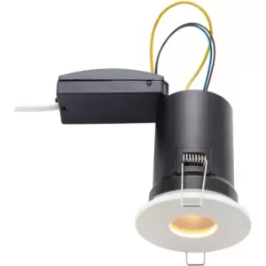 Fire Rated IP65 Recessed Ceiling Downlight - 50W GU10 - Fixed - Matt White Light