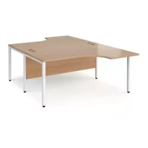 Office Desk 2 Person Rectangular Desk 1600mm Beech Tops With White Frames Maestro 25