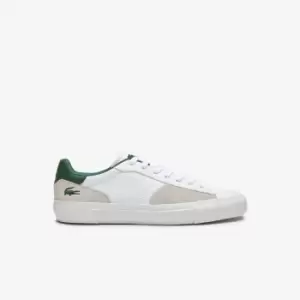 Mens Lacoste L006 Leather Trainers Size 7 UK White & Dark Green