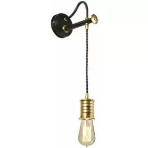 Loops - Wall Light Sconce Black Highly Polished Brass Finish LED E27 60W Bulb