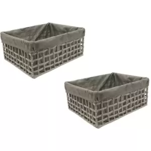 Cotton Rope Storage Basket Set Of 2 Medium,Grey