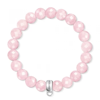 Thomas Sabo Charm Club Rose Quartz Stone Bracelet, One Colour, Size Medium - 16.5 Cm, Women