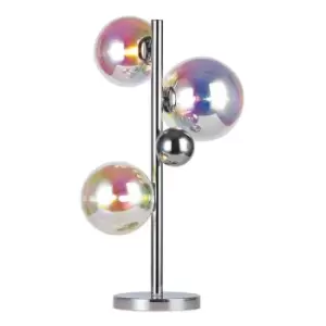 Luminosa Lighting - Luminosa Table Lamp, 3 x G9, Polished Chrome, Iridescent Glass