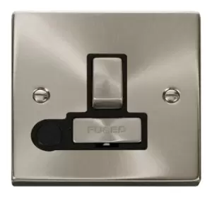 Click Scolmore Deco Satin Chrome 2 Gang Fused Connection Unit 13A With Black Ingot - VPSC551BK