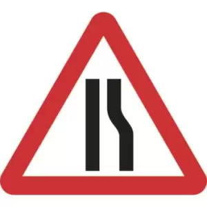 Road Narrows Offside - Classic Roll Up Traffic Sign (600MM Triangle