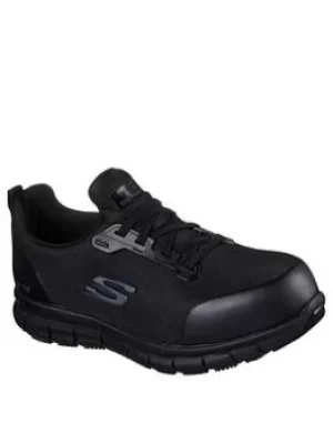 Skechers Lace Up Athletic Safety Toe Workwear Trainers, Black, Size 3, Women