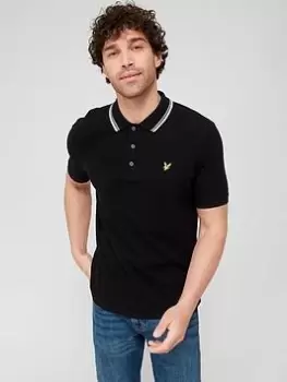 Lyle & Scott Dashed Tipped Polo Shirt - Black, Size S, Men