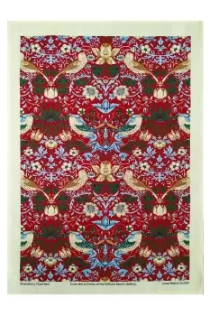 William Morris Red Strawberry Thief Cotton Tea Towel