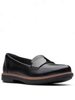 Clarks Raisie Arlie Wide Fit Loafers - Black, Size 6, Women