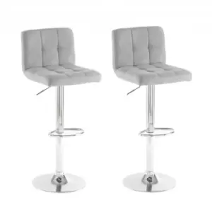 Neo Dark Grey Fabric Bar Stools With Polished Chrome Legs Set Of Two