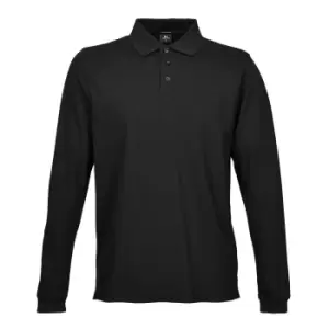 Tee Jays Mens Luxury Stretch Long Sleeve Polo Shirt (M) (Black)