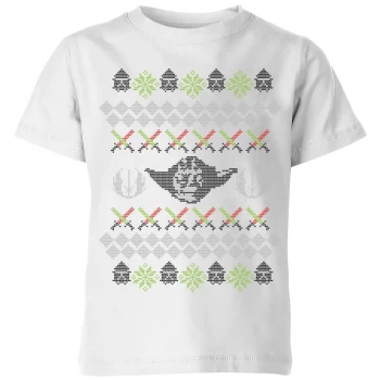 Star Wars Yoda Knit Kids Christmas T-Shirt - White - 7-8 Years - White