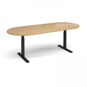 Elev8 Touch radial end boardroom table 2400mm x 1000mm - Black frame