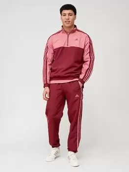 adidas Sportswear 1/4 Zip Woven Tracksuit - Brown, Red/Pink, Size S, Men