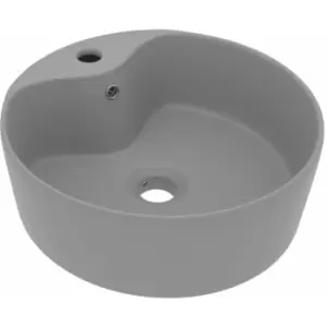 Luxury Wash Basin with Overflow Matt Light Grey 36x13cm Ceramic Vidaxl Grey